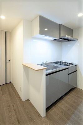 2口コンロのシステムキッチン。