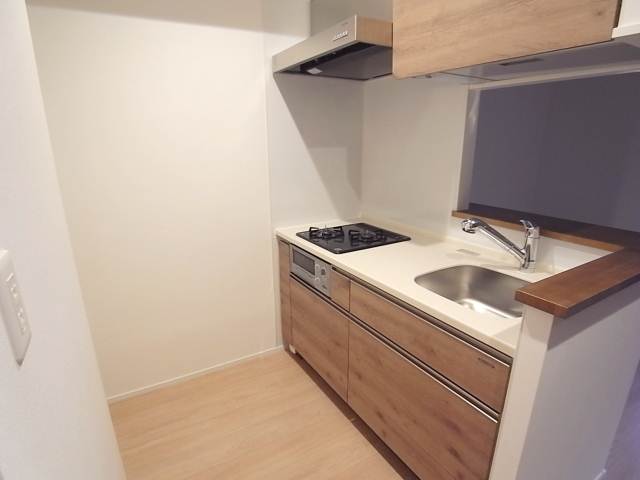 ２口ガスコンロ付きカウンターキッチンです。