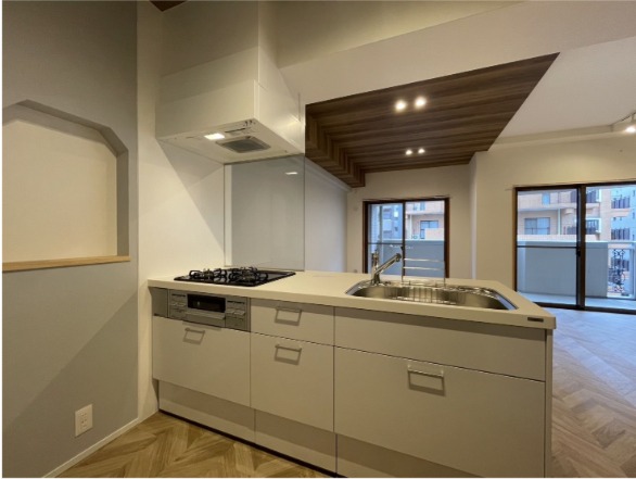 3口コンロのグリル付で料理がはかどります