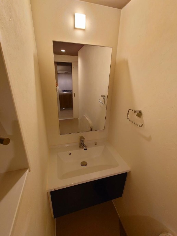 収納付きの独立洗面台です