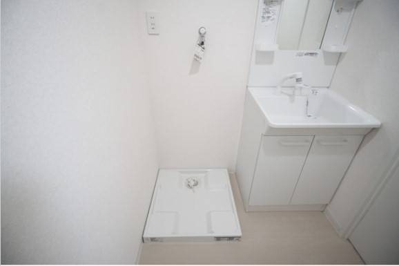 洗濯機はこちらに置くことができます。