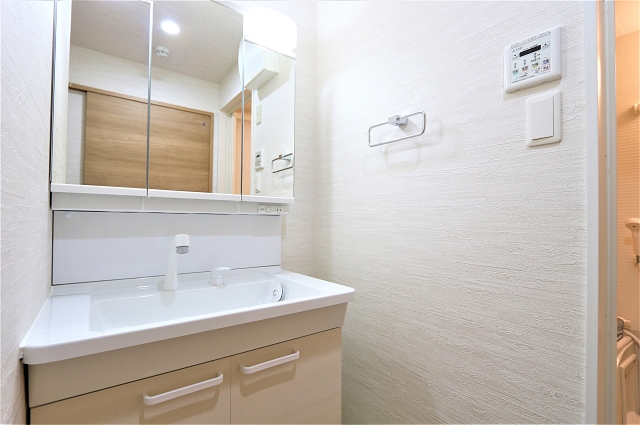 毎日の身支度もしやすい洗面所です