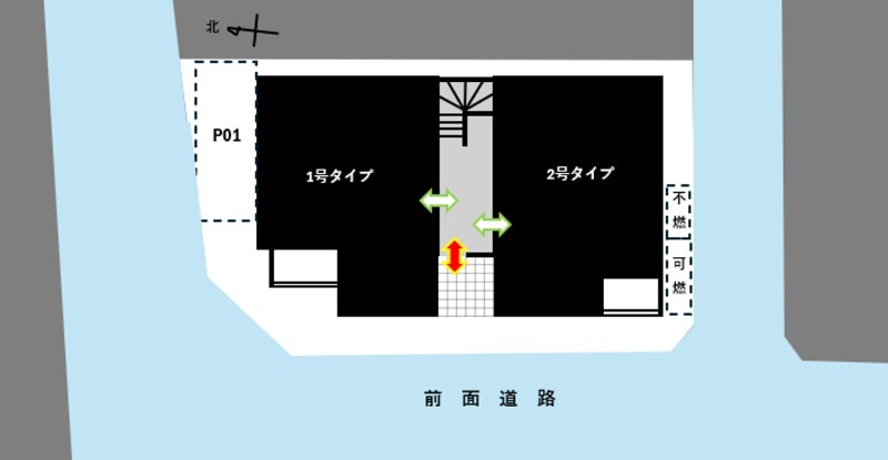 建物入口からお部屋までの導線です！
