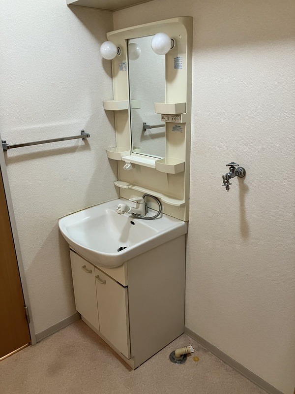 洗濯機は洗面台の横。