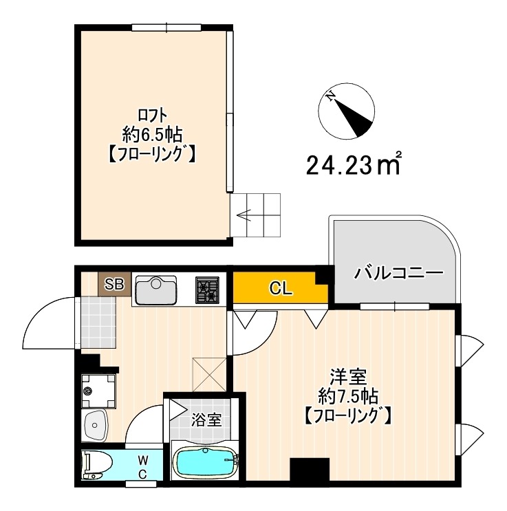 ロフト付きの広々1SK！
