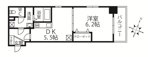 日当たり良好な1DK！