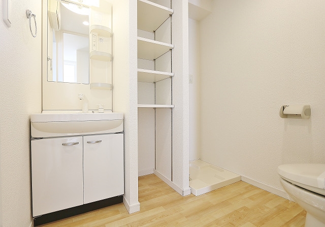 シャンプードレッサーの隣の棚がとても便利です